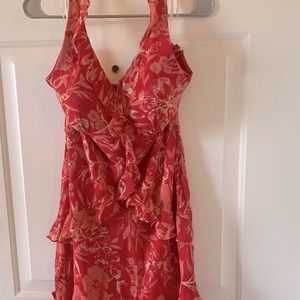 Sangria red floral dress.